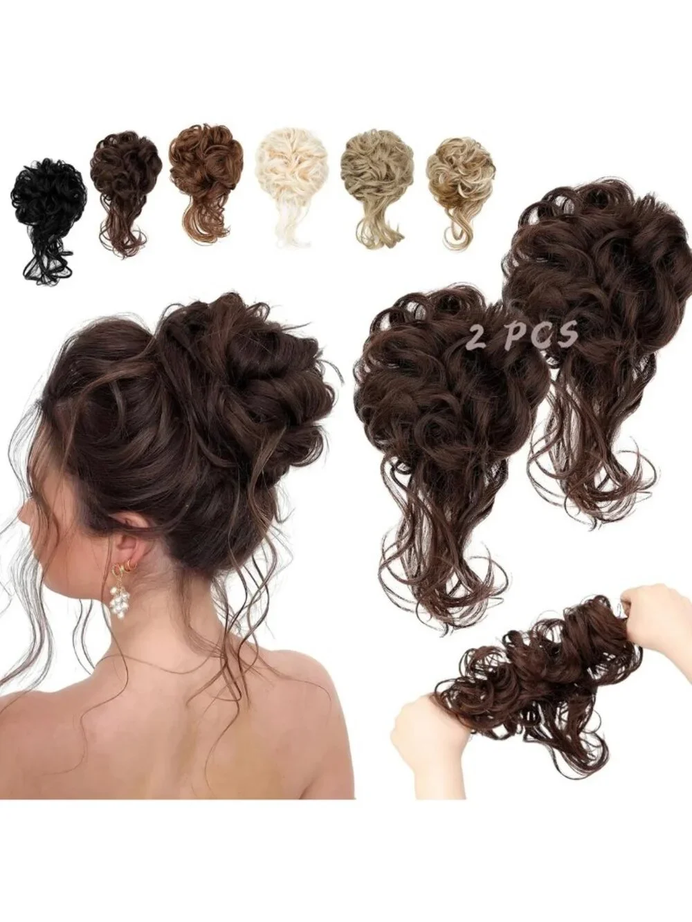 2PCS Messy Bun Hair Extensions - Stylish Ponytail Pieces for Effortless Updos